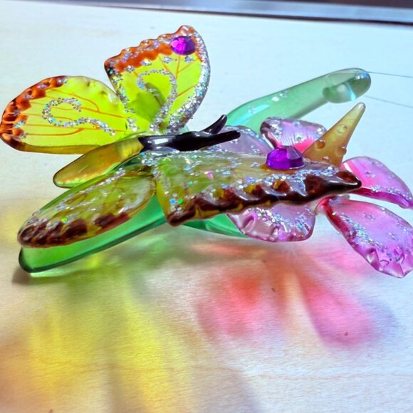 Ashton Drake Butterfly Glass Ornament VTG Collectible Hibiscus Haven Sun Catcher - Picture 6 of 14